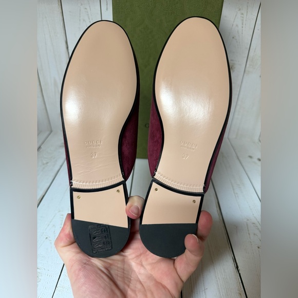 Gucci Princetown Horsebit Suede Mule Flat Burgundy Sz 37 / 7 - Picture 11 of 12